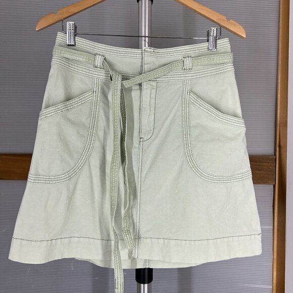 Anthro Pilcro & the Letterpress‎ Washed Chino Light Green A-Line Mini Skirt Sz 8 - Picture 2 of 10